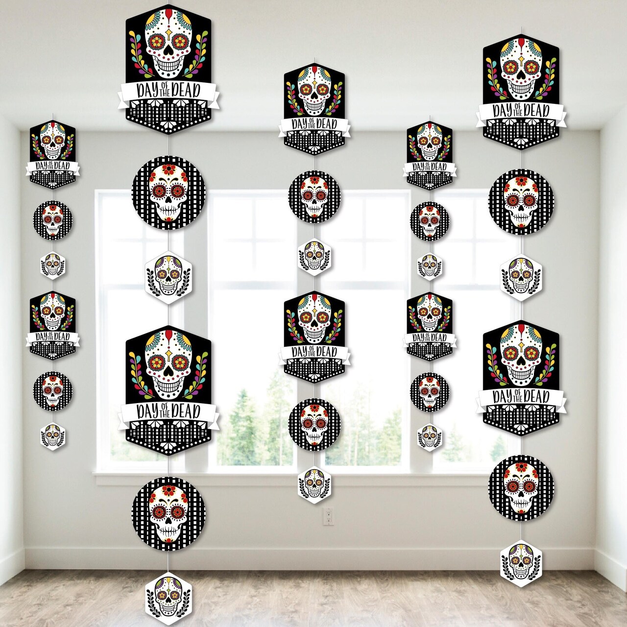 Big Dot of Happiness Day of the Dead - Sugar Skull Party DIY Backdrop - Hanging Vertical Decorations - 30 Pieces